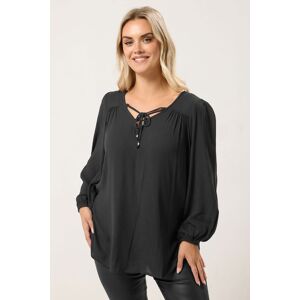 Yours Women's Lattice Tie Front Blouse in Black Size: 18 Black 18 Yours Women's Lattice Tie Front Blouse in Black Size: 18 Black 18