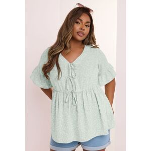 Yours Women's Ditsy Floral Tie Front Peplum Top in Light Green Size: 22-24 Light Green 22-24 Yours Women's Ditsy Floral Tie Front Peplum Top in Light Green Size: 22-24 Light Green 22-24