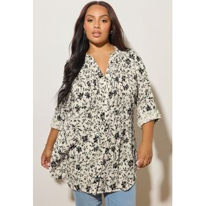 Yours Women's Floral Print Pintuck Blouse in White Size: 16 White 16 Yours Women's Floral Print Pintuck Blouse in White Size: 16 White 16