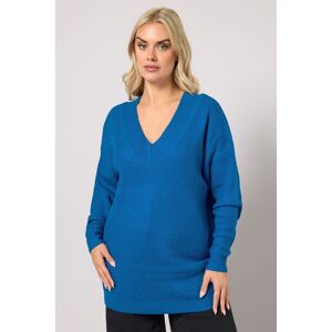 Yours Women's V-Neck Knitted Jumper in Blue Size: 26-28 Blue 26-28 Yours Women's V-Neck Knitted Jumper in Blue Size: 26-28 Blue 26-28