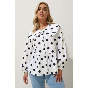 Yours Women's Polka Dot Oversized Collar Blouse in White Size: 22-24 White 22-24 Yours Women's Polka Dot Oversized Collar Blouse in White Size: 22-24 White 22-24