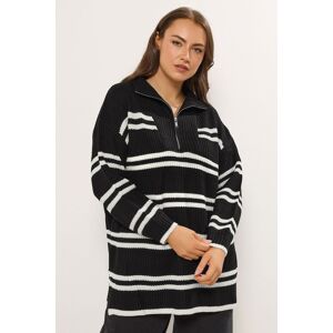 Yours Women's Stripe Quarter Zip Jumper in Black Size: 22-24 Black 22-24 Yours Women's Stripe Quarter Zip Jumper in Black Size: 22-24 Black 22-24