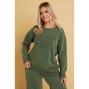 Yours Women's 'New York' Slogan Sweatshirt in Light Khaki Size: 20 Light Khaki 20 Yours Women's 'New York' Slogan Sweatshirt in Light Khaki Size: 20 Light Khaki 20