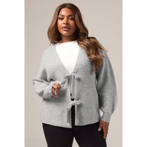 Yours Women's Knitted Tie Front Cardigan in Grey Size: 22-24 Grey 22-24 Yours Women's Knitted Tie Front Cardigan in Grey Size: 22-24 Grey 22-24