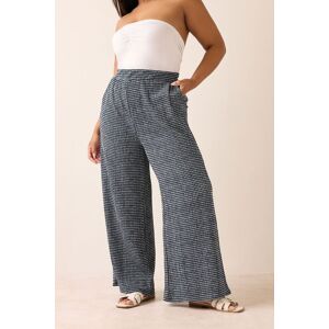 Yours Women's Gingham Crinkle Wide Leg Trousers in Black Size: 20 Black 20 Yours Women's Gingham Crinkle Wide Leg Trousers in Black Size: 20 Black 20