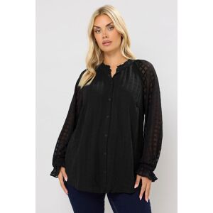 Yours Women's Textured Frill Neck Blouse in Black Size: 22-24 Black 22-24 Yours Women's Textured Frill Neck Blouse in Black Size: 22-24 Black 22-24