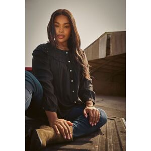 Yours Women's Broderie Anglaise Blouse in Black Size: 26-28 Black 26-28 Yours Women's Broderie Anglaise Blouse in Black Size: 26-28 Black 26-28