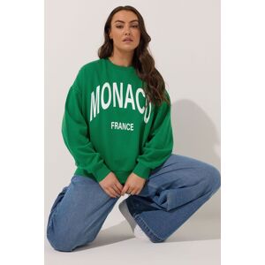 Yours Women's 'Monaco' Slogan Sweatshirt in Green Size: 22-24 Green 22-24 Yours Women's 'Monaco' Slogan Sweatshirt in Green Size: 22-24 Green 22-24