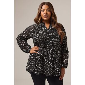 Yours Women's Spot Print Pleated Blouse in Black Size: 26-28 Black 26-28 Yours Women's Spot Print Pleated Blouse in Black Size: 26-28 Black 26-28