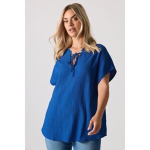 Yours Women's Textured Frill Neck Top in Cobalt Size: 26-28 Cobalt 26-28 Yours Women's Textured Frill Neck Top in Cobalt Size: 26-28 Cobalt 26-28