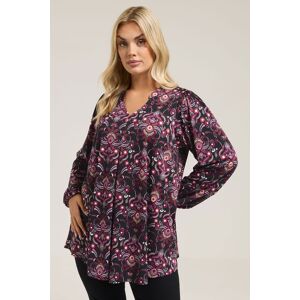 Yours Women's Paisley Long Sleeve Pleat Front Top in Black Size: 18 Black 18 Yours Women's Paisley Long Sleeve Pleat Front Top in Black Size: 18 Black 18