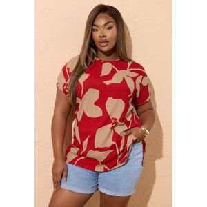 Yours Women's Abstract Floral Print Textured Top in Red Size: 22-24 Red 22-24 Yours Women's Abstract Floral Print Textured Top in Red Size: 22-24 Red 22-24