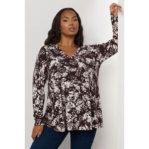 Yours Women's Cow Print Ribbed Henley Top in Brown Size: 38-40 Brown 38-40 Yours Women's Cow Print Ribbed Henley Top in Brown Size: 38-40 Brown 38-40