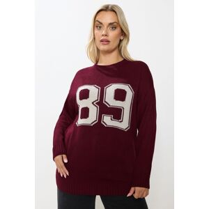 Yours Women's '89' Slogan Knitted Jumper in Burgundy Size: 14-16 Burgundy 14-16 Yours Women's '89' Slogan Knitted Jumper in Burgundy Size: 14-16 Burgundy 14-16