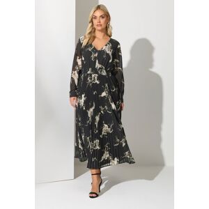 Yours Women's Abstract Pleat V-Neck Maxi Dress in Black Size: 20 Black 20 Yours Women's Abstract Pleat V-Neck Maxi Dress in Black Size: 20 Black 20