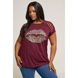 Yours Women's Leopard Print Laser Cut T-Shirt in Red Size: 34-36 Red 34-36 Yours Women's Leopard Print Laser Cut T-Shirt in Red Size: 34-36 Red 34-36
