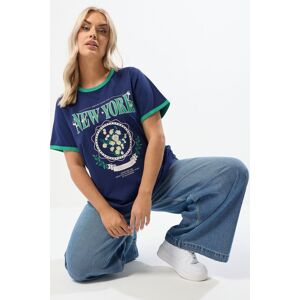 Yours Women's 'New York' Varsity Ringer T-Shirt in Dark Navy Size: 22-24 Dark Navy 22-24 Yours Women's 'New York' Varsity Ringer T-Shirt in Dark Navy Size: 22-24 Dark Navy 22-24