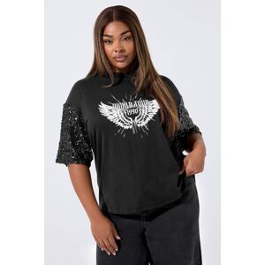 Yours Women's Sequin 'World Tour' Graphic T-Shirt in Black Size: 22-24 Black 22-24 Yours Women's Sequin 'World Tour' Graphic T-Shirt in Black Size: 22-24 Black 22-24