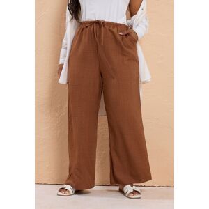 Yours Women's Linen Look Wide Leg Trousers in Burnt Orange Size: 22-24 Burnt Orange 22-24 Yours Women's Linen Look Wide Leg Trousers in Burnt Orange Size: 22-24 Burnt Orange 22-24