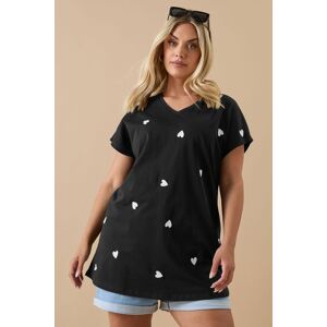 Yours Women's Heart Embroidered T-Shirt in Black Size: 22-24 Black 22-24 Yours Women's Heart Embroidered T-Shirt in Black Size: 22-24 Black 22-24