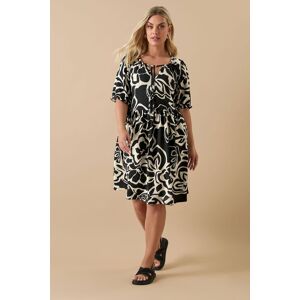 Yours Women's Abstract Floral Tie Neck Mini Dress in Black Size: 26-28 Black 26-28 Yours Women's Abstract Floral Tie Neck Mini Dress in Black Size: 26-28 Black 26-28