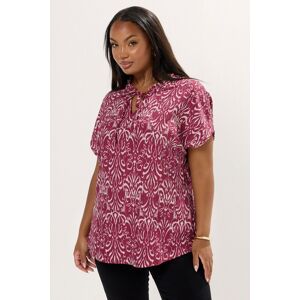 Yours Women's Ikat Textured Frill Neck Top in Red Size: 18 Red 18 Yours Women's Ikat Textured Frill Neck Top in Red Size: 18 Red 18