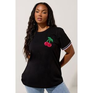 Yours Women's Cherry Varsity Trim T-Shirt in Black Size: 18 Black 18 Yours Women's Cherry Varsity Trim T-Shirt in Black Size: 18 Black 18