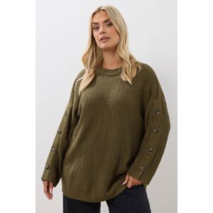 Yours Women's Button Sleeve Knitted Jumper in Light Khaki Size: 26-28 Light Khaki 26-28 Yours Women's Button Sleeve Knitted Jumper in Light Khaki Size: 26-28 Light Khaki 26-28