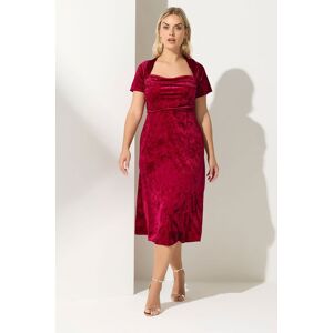 Yours Women's Velvet Square Neck Midi Dress in Red Size: 16 Red 16 Yours Women's Velvet Square Neck Midi Dress in Red Size: 16 Red 16