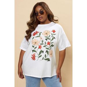 Yours Women's Floral Print Short Sleeve T-Shirt in White Size: 26-28 White 26-28 Yours Women's Floral Print Short Sleeve T-Shirt in White Size: 26-28 White 26-28
