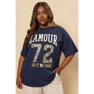Yours Women's 'L'Amour' Slogan T-Shirt in Dark Navy Size: 22-24 Dark Navy 22-24 Yours Women's 'L'Amour' Slogan T-Shirt in Dark Navy Size: 22-24 Dark Navy 22-24