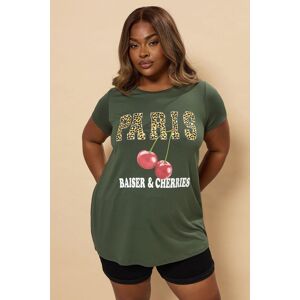 Yours Women's Leopard Cherry Graphic T-Shirt in Light Khaki Size: 26-28 Light Khaki 26-28 Yours Women's Leopard Cherry Graphic T-Shirt in Light Khaki Size: 26-28 Light Khaki 26-28