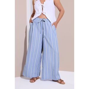 Yours Women's Textured Stripe Wide Leg Trousers in Blue Size: 26 Blue 26 Yours Women's Textured Stripe Wide Leg Trousers in Blue Size: 26 Blue 26