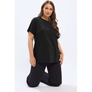 Yours Women's Diamante Embellished T-Shirt in Black Size: 34-36 Black 34-36 Yours Women's Diamante Embellished T-Shirt in Black Size: 34-36 Black 34-36