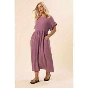 Yours Women's Frill Textured Maxi Dress in Pink Size: 22-24 Pink 22-24 Yours Women's Frill Textured Maxi Dress in Pink Size: 22-24 Pink 22-24