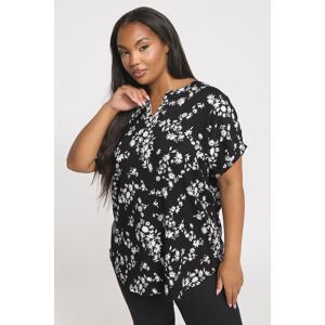 Yours Women's Floral Textured Notch Neck Top in Black Size: 22-24 Black 22-24 Yours Women's Floral Textured Notch Neck Top in Black Size: 22-24 Black 22-24
