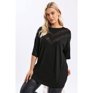 Yours Women's Chevron Lace Insert T-Shirt in Black Size: 22-24 Black 22-24 Yours Women's Chevron Lace Insert T-Shirt in Black Size: 22-24 Black 22-24