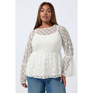 Yours Women's Lace Flare Sleeve Peplum Top in Cream Size: 30-32 Cream 30-32 Yours Women's Lace Flare Sleeve Peplum Top in Cream Size: 30-32 Cream 30-32
