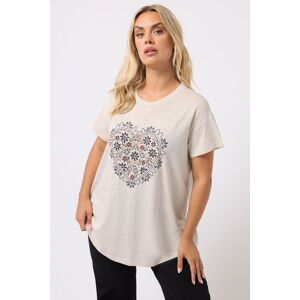 Yours Women's Floral Heart Embroidered T-Shirt in Cream Size: 16 Cream 16 Yours Women's Floral Heart Embroidered T-Shirt in Cream Size: 16 Cream 16
