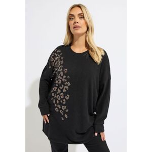 Yours Women's Leopard Sequin Embellished Jumper in Black Size: 22-24 Black 22-24 Yours Women's Leopard Sequin Embellished Jumper in Black Size: 22-24 Black 22-24