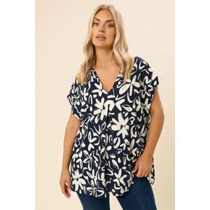 Yours Women's Floral Textured Top in Dark Navy Size: 26-28 Dark Navy 26-28 Yours Women's Floral Textured Top in Dark Navy Size: 26-28 Dark Navy 26-28