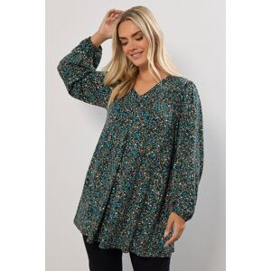 Yours Women's Ditsy Floral Pleat Front Top in Teal Size: 20 Teal 20 Yours Women's Ditsy Floral Pleat Front Top in Teal Size: 20 Teal 20