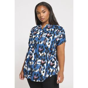 Yours Women's Abstract Leopard Notch Neck Top in Blue Size: 26-28 Blue 26-28 Yours Women's Abstract Leopard Notch Neck Top in Blue Size: 26-28 Blue 26-28