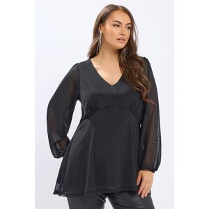 Yours Women's Balloon Sleeve Mesh Top in Black Size: 26-28 Black 26-28 Yours Women's Balloon Sleeve Mesh Top in Black Size: 26-28 Black 26-28