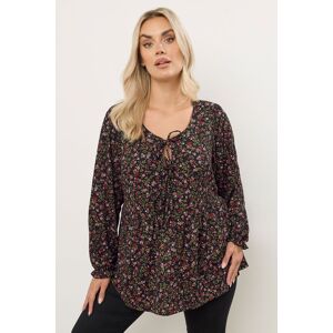 Yours Women's Bow Front Peplum Top in Black Size: 22-24 Black 22-24 Yours Women's Bow Front Peplum Top in Black Size: 22-24 Black 22-24