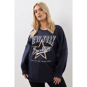Yours Women's 'New York' Slogan Sweatshirt in Dark Blue Size: 30-32 Dark Blue 30-32 Yours Women's 'New York' Slogan Sweatshirt in Dark Blue Size: 30-32 Dark Blue 30-32