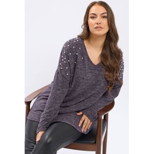 Yours Women's Pearl Embellished Drop Shoulder Jumper in Purple Size: 20 Purple 20 Yours Women's Pearl Embellished Drop Shoulder Jumper in Purple Size: 20 Purple 20