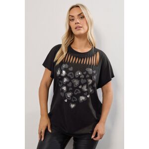 Yours Women's Leopard Heart Slash Detail Top in Black Size: 22-24 Black 22-24 Yours Women's Leopard Heart Slash Detail Top in Black Size: 22-24 Black 22-24