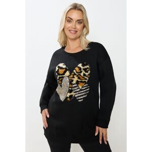 Yours Women's Faux Fur Heart Sweatshirt in Black Size: 30-32 Black 30-32 Yours Women's Faux Fur Heart Sweatshirt in Black Size: 30-32 Black 30-32