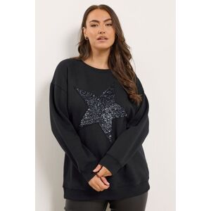 Yours Women's Sequin Embellished Star Sweatshirt in Black Size: 26-28 Black 26-28 Yours Women's Sequin Embellished Star Sweatshirt in Black Size: 26-28 Black 26-28